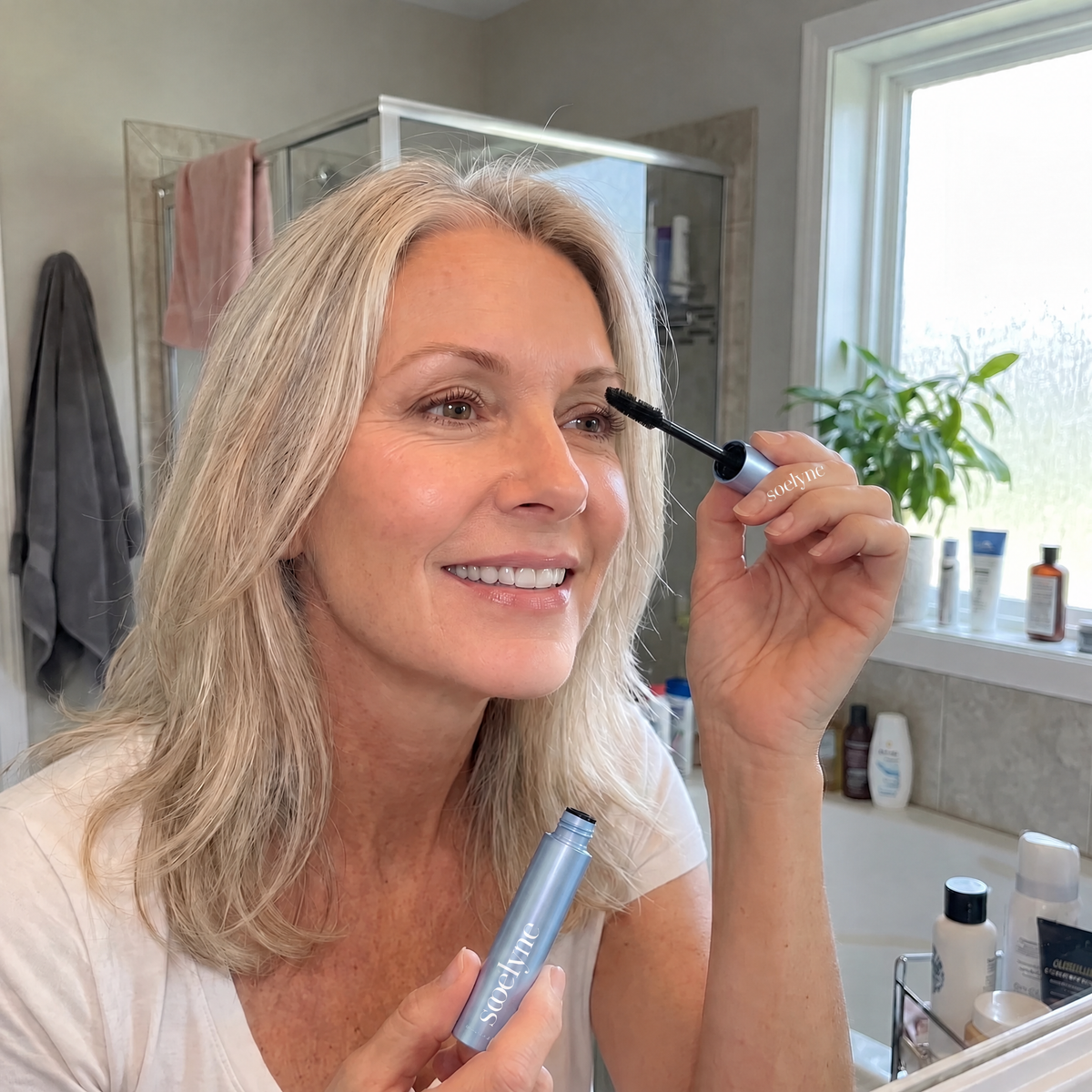 Femme qui applique le Mascara Gainant Soelyne